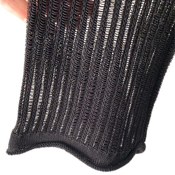 SHE’S SO incredible knit striped netted Jacket crossover style Cardigan black - Picture 6 of 14